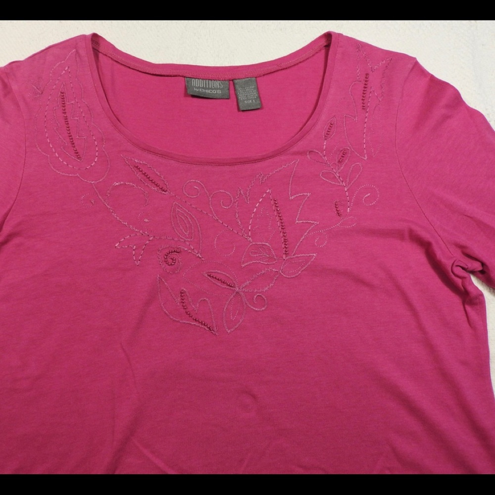 Chicos Additions size 1 (8) 3/4 sleeve knit shirt